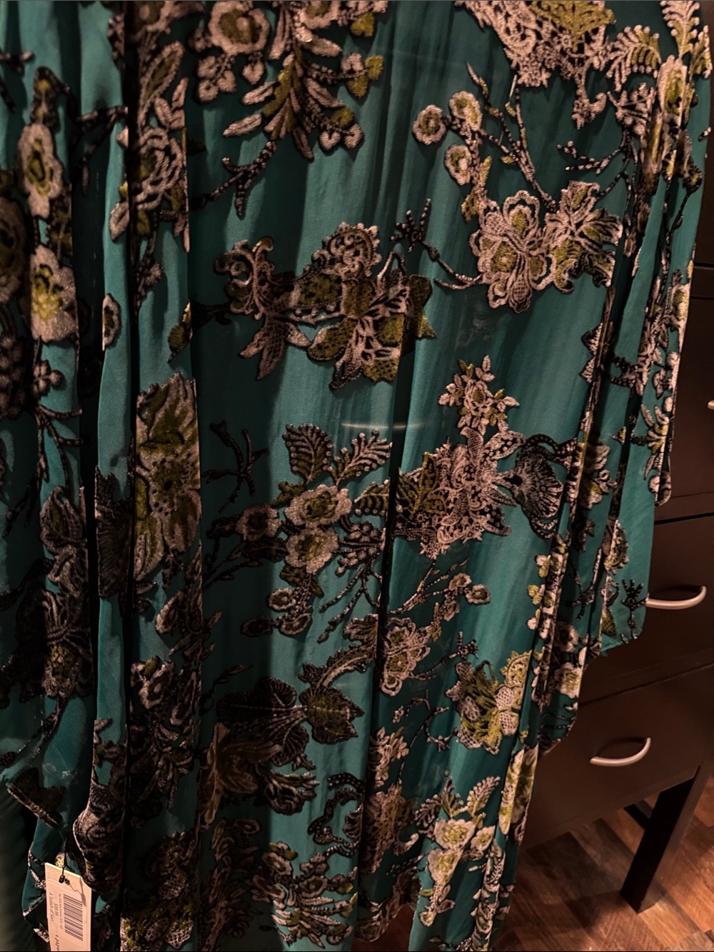 paparazzi Teal Floral Open-Front Kimono Jacket - Picture 5 of 7
